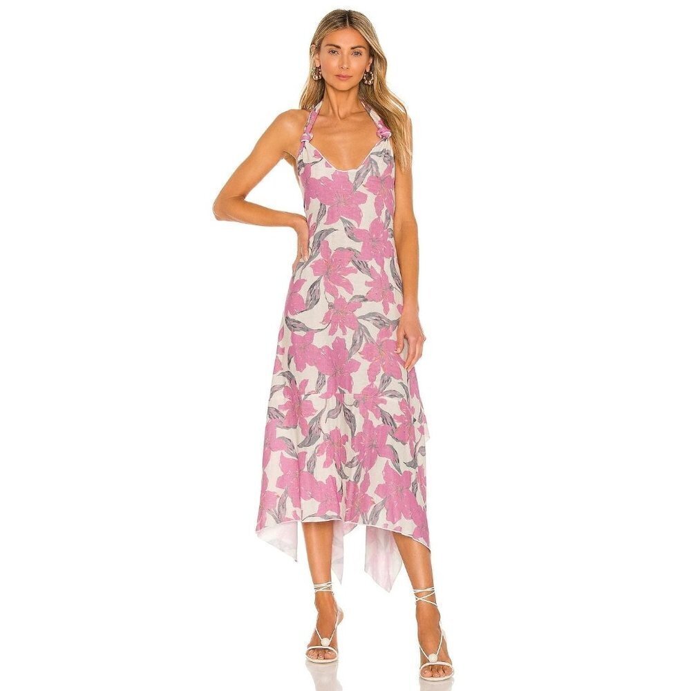 Atoir Sardinia Midi dress in Lily Bloom Pink Small New Womens Floral linen
